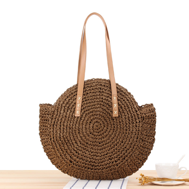 Simple Round Shoulder Bag Straw Handbag Summer Beach Bags 🏖️