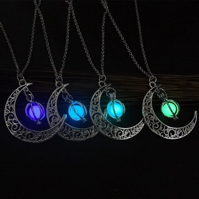Necklace Jewelry Moon Natural Glowing Stone Healing 🏖️