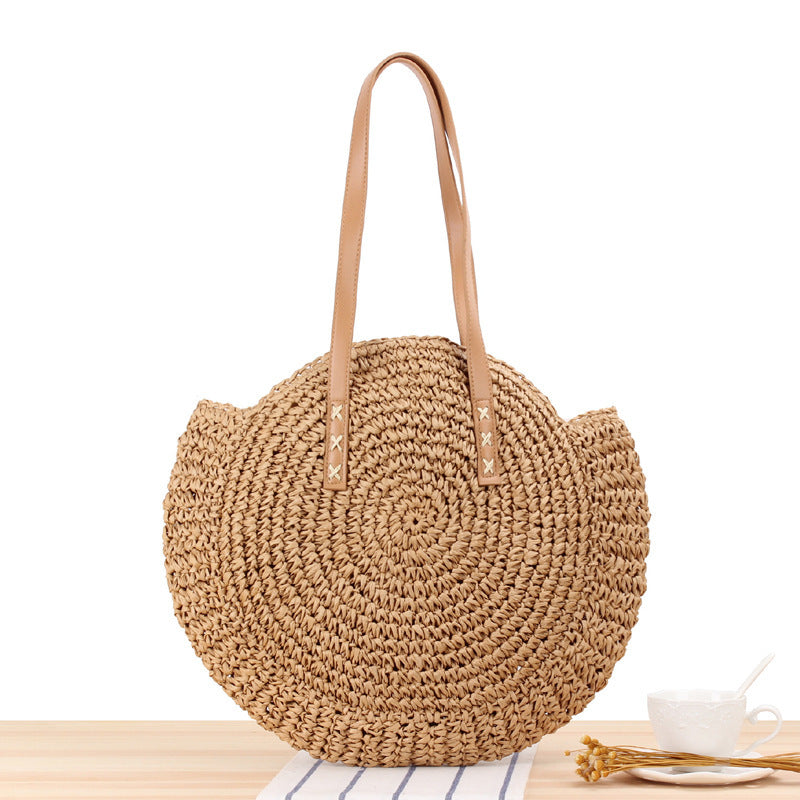 Simple Round Shoulder Bag Straw Handbag Summer Beach Bags 🏖️