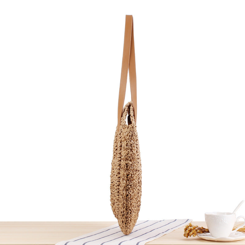 Simple Round Shoulder Bag Straw Handbag Summer Beach Bags 🏖️