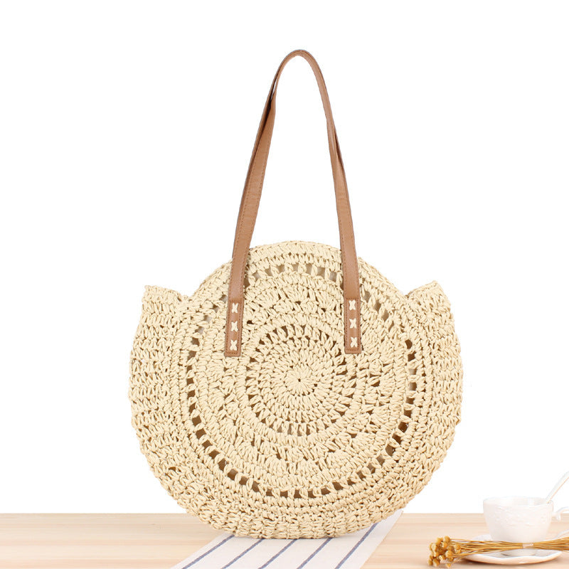 Simple Round Shoulder Bag Straw Handbag Summer Beach Bags 🏖️