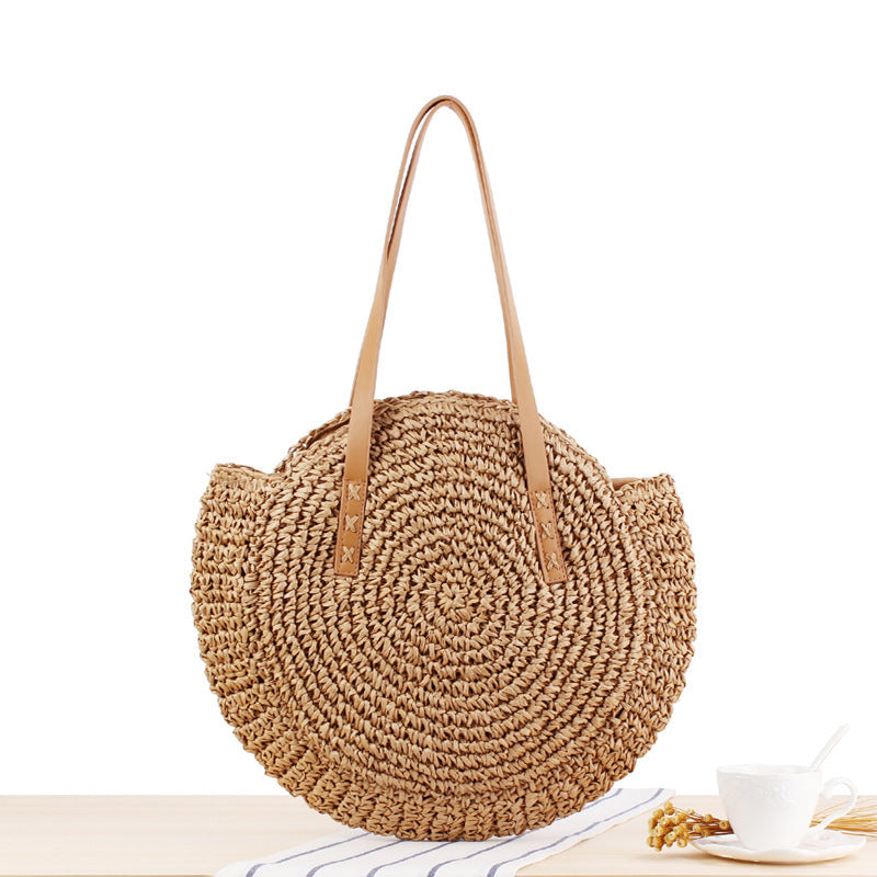 Simple Round Shoulder Bag Straw Handbag Summer Beach Bags 🏖️