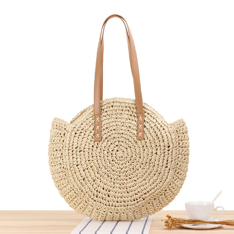 Simple Round Shoulder Bag Straw Handbag Summer Beach Bags 🏖️
