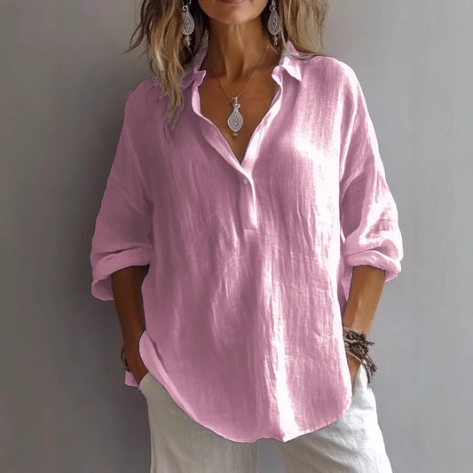 Women's Long-Sleeve Lapel Pullover Shirt For Summer
